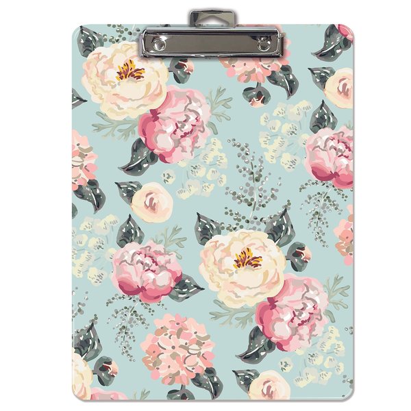 Better Office Products Fashion Clipboard, Floral Design, A4 Letter Size, 12.5in. x 9in. Wooden Clipboard, Low Profile Clip 45049